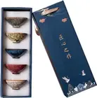 5 Pcs Ceramic Teacup Set, Chinese Kung Fu Tea Set, Japanese Style Tea Cup, Yerba