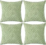 Ci & Ci Set of 4 Boho Decorative Cushion Covers, 40 x 40 cm, Sage Green Cushion, Sofa Cushion, Decorative Cushion, Fluffy Cushion Covers for Sofa, Couch, BZT03-SG-40X40