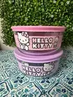 New Pyrex Hello Kitty Set of 2 Purple Pink Storage Containers 6" x 6" x 3"