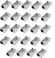 Single Hole Alloy Handheld Sharpeners, 24Pcs Metal Mini Pencil Sharpeners with Single Hole,Metal Mini Pencil Sharpeners Silver Alloy Handheld Sharpener Manual Pencil Sharpeners Alloy Pencil Sharpener