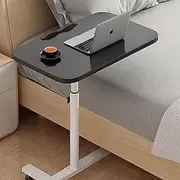 Overbed Table with Wheels, Standing Desk Height Adjustable,Bedside Tray for Elderly, Laptop Table Over Chair Table Workstation,for Hospital Bed, Home and Office Use(Black)