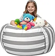 Stuffed Toy Storage Bean Bag Chairs for Kids Extra Large 38’’Bean Bag(No Filler) Washable Premium Cotton Canvas Organizer for Kids, Teens,and Adults for Plush Toys or Textiles–Durable Beanbag Chair