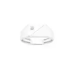 Silver Cz Satin Diagonal Line Mens Ring in Clear