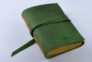 A5 Writing notes Notebook travel Diary Notepad handmade cow leather green Q372
