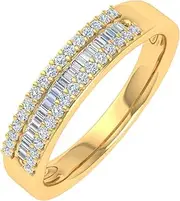 [FINEROCK] 1/4 Carat Baguette and Round Shape Diamond Wedding Band Ring in 10K Gold