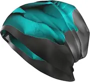 [QMNKLET] Beanie Hats for Men Women Soft Knit Cuffed Beanie Teal Grey Rose Skull Cap Headwear Ski Hat, Black, One Size
