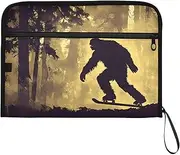 YMXFXP Expandable Filing Folder Sasquatch Sketeboard Forest, 13-Pocket Funny Cute Design with Sticky Labels, A4 Letter Size Document Organizer for Office, School, Boys, Girls