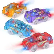 Aiducho 4 Pack Replacement Track Cars Light Up Toy Racing Cars With 5 Led Flashing