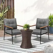 Livsip Outdoor Furniture Lounge Setting Ice Bucket Brown Table 2 Seater