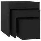 3pcs Nesting Tables Black Wooden Side Nested Table Set Living Room Sofa Side
