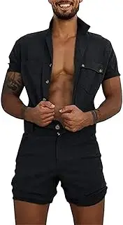 [WFEI] Men Jumpsuits Home Zipper Pocket Fashion Jumpsuit Summer Clothes Fashion Solid Men Jumpsuit