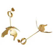 Culturesse Jeane 65mm Modern Petal Drop Earrings Fashion For Pierced Ears Gold
