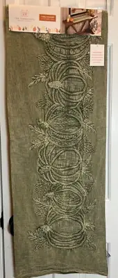 RACHEL ASHWELL THE FARMHOUSE TABLE RUNNER PUMPKINS GREEN 14 X 44 NWT