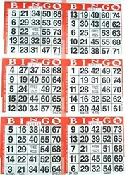 6 on Orange Bingo Paper Cards - 500 Sheets - 3000 Cards