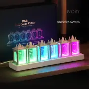LED Digital Clock Nixie Tube Clock RGB Glow Tube Clock Walnut Wood Night Light D