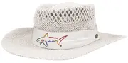 Greg Norman Straw Hat Summer Golf Signature Fedora Wide Brim - White