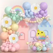 161Pcs Colourful Easter Themed Balloon Arch Kit Daisies And Chicken Balloons Easter Party Birthday Friends Party Home Decor