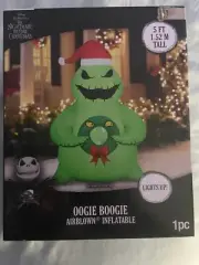 NEW Christmas Airblown Inflatable Oogie Boogie w/ Monster Wreath Disney 5' Gemmy