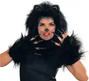 Black Animal Cat Whiskers Halloween Costume Accessory - FREE GIFT