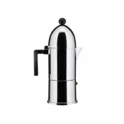 Alessi A9095/6 B La Cupola 6-Cup Silver Aluminum Espresso Maker With Black Ha...
