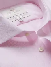 Hawes & Curtis Non-Iron Pink & White Textured Weave Extra Slim Fit Shirt | Windsor Collar Size: 15" collar, 35" sleeve