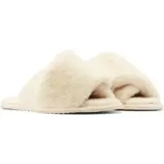 NEW Sorel Go Women's Mail Run Slippers SEA SALT SLIP ON FAUX FUR SIZE 6 NIB