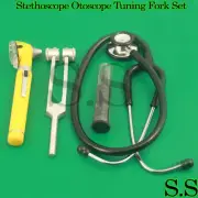Yellow ENT Mini Otoscope+Tuning Fork+ Stethoscope Diagnostic Examination Set
