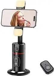 GREEN HOUSE Auto Face Tracking Phone Holder, Selfie Gimbal with Rechargeable & Detachable LED Fill Light & Detachable Controller