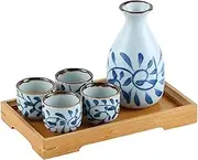 Wine Jug Ceramic Sake Pot Set Wineware with Bamboo Tray Izakaya Wineware Spirits White Wine Glass Ceramic Sake Set Wine Glass