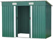 Wallaroo Garden Shed Flat Roof Outdoor Storage, Green, 4 x 8 Feet Size