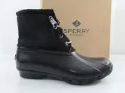 Women's Sperry Top Sider Saltwater Sparkle Duck Boots Rainboots Black Size 7.5
