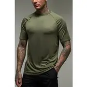Mens Khaki Tall Man Active Lightweight Essentials Gym Regular Fit Raglan T-shirt
