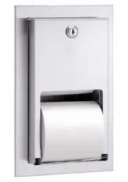 Presale Bradley 5412 Double Toilet Roll Dispenser Recessed Lockable - Silver