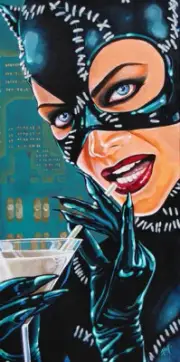 Kitty Martini Lowbrow Art Canvas Giclee Print by Mike Bell 5 Sizes Catwoman