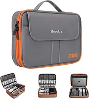 Double Layers Large Capacity Travel Electronic Accessories Organizer Bag, 2 Front Pockets Travel Gadget Carry Case, Perfect Size Fit for iPad,iPhone,Cables,Power Bank,Tablet(10.2’’)-Grey