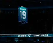 Joe Thornton Retirement Night Banner San Jose Sharks 8x10 NHL Hockey Photo