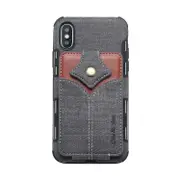 For Iphone Xs / X Cloth Texture + Pu + Tpu Shockproof Protective Case With Card Slots