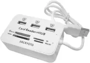 High-Speed USB Hub & Card Reader with 3 Ports for MS, SD, Micro SD, TF Cards