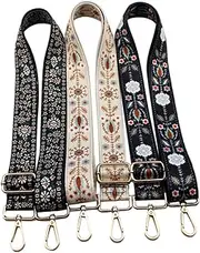 [HOMSFOU] 3Pcs Adjustable Crossbody Bag Strap Replacement White Snowflake Black Snowflake Stars Patterns Durable Wide Strap for Handbag Easy Installation