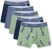 [Sanetta] Boys' Hipshorts (Pack of 5) Green | High-Quality and Sustainable Underwear for Boys Made of Cotton Mix Contents: Set of 5 Underwear for Boys, Green, 140