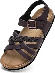 [Torotto] Girls Sandals with Cork Footbed Adjustable Buckle Casual Slides Sandals Open Toes Flat for Kids Toddler