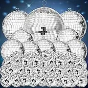 100 Pcs Mirror Disco Balls Decorations Different Sizes Bulk Silver Disco Balls Ornaments Hanging Disco Balls for Christmas Tree Dance Music 50s 60s 70s Disco Themed Party Decor (0.8,1.6,2.4,3,4,8)