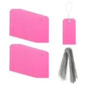 100Pcs Marking Tags with String, 4.7" x 2.4" Waterproof Hang Tags Pink
