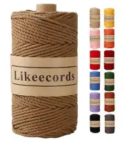 Likeecords Cotton Macrame Cord 3mm x 100m, 3 Strand Twisted, Macrame Rope, Ma