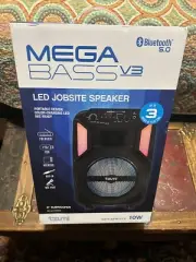 TZUMI Mega Bass LED Jobsite Bluetooth Speaker w/ 8in Subwoofer & 2in Teeter NEW