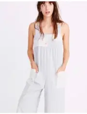Madewell x The New Denim Project Jumpsuit Womens Med Railroad Stripe Patchwork