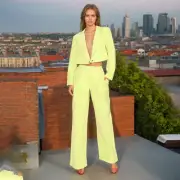Spring Fashion V-neck Cardigan Short Suit+high Waisted Straight Leg Pants 2pcs
