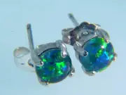 BUTW Sterling Silver Gilson (6mm ) Opal Stud Post Ear Ring Set 0028D