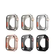 Watch Case with Screen Protector Compatible with Apple Watch Series 8 7 41mm 45mm / Series 6 5 4 SE 40mm 44mm All Around Protective Shockproof Tempered Glass /