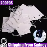 200PCS White Paper Jewelry Clothes Label Price Tags With Elastic String 50*30mm